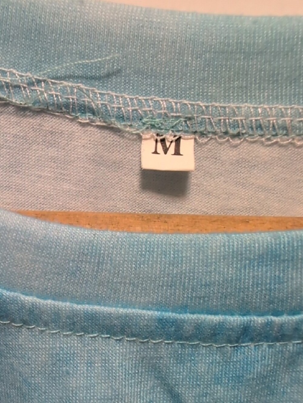 Pastel Blue to Peach Ombre Long Sleeve Crew Neck Shirt - Picture 5 of 5
